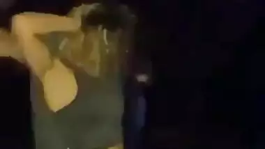 sexy girl grinding her ass on hubby’s dick and legs in club