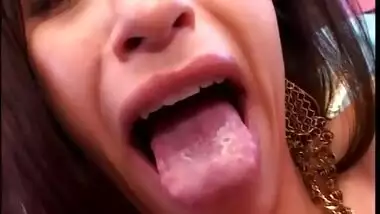 Cute Indian babe sucks the jizz out of his mediocre cock