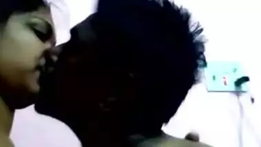 Amateur video of the Indian man kissing wife's tits before sex