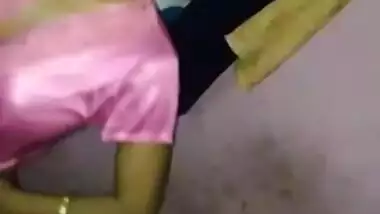 Indian wife sexy dance in a satin night gown 